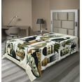 thumbnail image 1 of Ambesonne Cat Flat Sheet, Boho Ethnic Animal Botanocal, TwinXL Size, Black Ginger Mint Green, 1 of 1