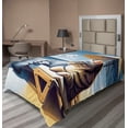 thumbnail image 1 of Ambesonne Cat Flat Sheet, Sunbathing Kitten Seaside Shore, TwinXL Size, Blue Pale Mustard, 1 of 1