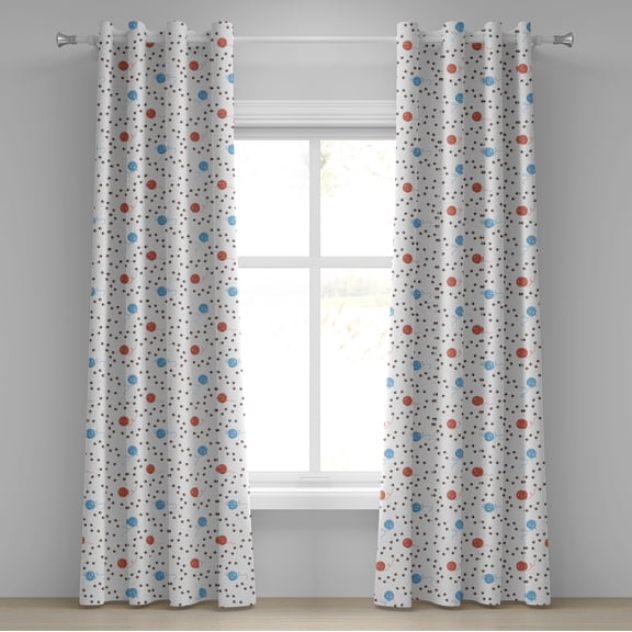 Ambesonne Cat Grommet Curtain, Animal Paws Yarn Threads, 50" x 108", Pale Blue Coral Brown