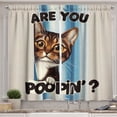 thumbnail image 1 of Ambesonne Cat Kitchen Curtains, Are You Poopin' Curious Kitty, 55"x45", Blue Coconut Chocolate, 1 of 3