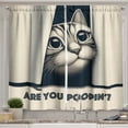thumbnail image 1 of Ambesonne Cat Kitchen Curtains, Are You Poopin' Retro Funny, 55"x45", Dark Blue Ivory, 1 of 3