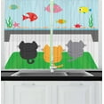 thumbnail image 1 of Ambesonne Cat Kitchen Curtains, Cats Looking at Fishtank, 55"x39", Multicolor, 1 of 2