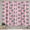 thumbnail image 1 of Ambesonne Cat Kitchen Curtains, Greyscale Pet Portrait, 55"x45", Grey Pink Pale Pink, 1 of 3