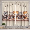 thumbnail image 1 of Ambesonne Cat Kitchen Curtains, Kawaii Kitty Guitarists Band, 55"x24", Grey Orange and Pale Tan, 1 of 3