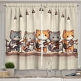 thumbnail image 1 of Ambesonne Cat Kitchen Curtains, Kawaii Kitty Guitarists Band, 55"x30", Grey Orange and Pale Tan, 1 of 3