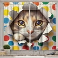 thumbnail image 1 of Ambesonne Cat Kitchen Curtains, Mischief Kitty Peaking Dots, 55"x24", Multicolor, 1 of 3