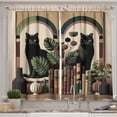 thumbnail image 1 of Ambesonne Cat Kitchen Curtains, Monstera Kitties Books Vases, 55"x45", Sand Brown Maroon Green, 1 of 3