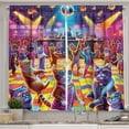 thumbnail image 1 of Ambesonne Cat Kitchen Curtains, Trippy Funny Kitty Disco Scene, 55"x30", Fuchsia Multicolor, 1 of 3