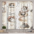 thumbnail image 1 of Ambesonne Cat Kitchen Curtains, Vintage Smiling Blue Eyed Kitty, 55"x24", Ivory Pale Brown Grey, 1 of 3