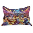 thumbnail image 1 of Ambesonne Cat Knitted Quilt Pillowcover, Trippy Funny Kitty Disco Scene, 30"x20", Fuchsia Multicolor, 1 of 2