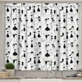 thumbnail image 1 of Ambesonne Cat Lover Kitchen Curtains, Black Colors Kitty Motif, 55"x30", Black White, 1 of 1