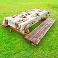 thumbnail image 1 of Ambesonne Cat Outdoor Tablecloth, Little Fun Kittens Cartoon Paws, 58"x120", Ivory Apricot and Dark Grey, 1 of 2
