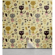 Ambesonne Cat Peel & Stick Wallpaper for Home, Feline Animals in Forest, 13"x72", Multicolor