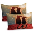 thumbnail image 1 of Ambesonne Cat Pillow Sham 2 Pack, Moon in a Starry Sky Love, 26"x20", Sage Green Orange, 1 of 3