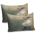thumbnail image 1 of Ambesonne Cat Pillow Sham 2 Pack, Watercolor Young Kitten, 36"x20", Beige White Teal, 1 of 3