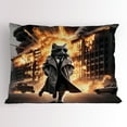 thumbnail image 1 of Ambesonne Cat Pillow Sham, Cinematic Humorous Agent Kitty, 26" X 20", Pale Orange and Dark Grey, 1 of 2