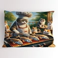 thumbnail image 1 of Ambesonne Cat Pillow Sham, Funny Chef Kitty Grilling Fish, 26" X 20", Green Orange, 1 of 2
