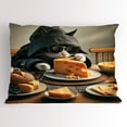 thumbnail image 1 of Ambesonne Cat Pillow Sham, Kitty Having Feast with Cheese, 36" X 20", Marigold and Charcoal Grey, 1 of 2