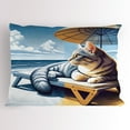 thumbnail image 1 of Ambesonne Cat Pillow Sham, Sunbathing Kitten Seaside Shore, 26" X 20", Blue Pale Mustard, 1 of 2