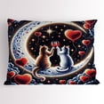 thumbnail image 1 of Ambesonne Cat Pillow Sham, Toasting Kitty Couple Moon Star, 26" X 20", Indigo and Scarlet, 1 of 2