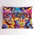 thumbnail image 1 of Ambesonne Cat Pillow Sham, Trippy Funny Kitty Disco Scene, 36" X 20", Fuchsia Multicolor, 1 of 2