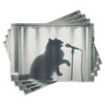 thumbnail image 1 of Ambesonne Cat Place Mats Set of 4, Bath Shadow of a Singing Kitty, Standard Size, Dark Blue Grey Off White, 1 of 5