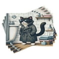 thumbnail image 1 of Ambesonne Cat Place Mats Set of 4, Mysterious Detective Kitty Bath, Standard Size, Charcoal Grey White, 1 of 5