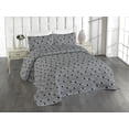 thumbnail image 1 of Ambesonne Cat Print Quilted Bedspread Set 3 Pcs, Funny Kitten Stripes Art, Twin, Black and White, 1 of 4