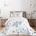 thumbnail image 1 of Ambesonne Cat Quilted Bedspread Set 2 Pcs, Astronaut Cat in Space, Twin Size, Dark Blue, 1 of 3