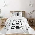 thumbnail image 1 of Ambesonne Cat Quilted Bedspread Set 2 Pcs, Cat Text with Paw Prints, Twin Size, Black White, 1 of 6