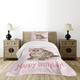 thumbnail image 1 of Ambesonne Cat Quilted Bedspread Set 2 Pcs, Funny Kitten Greeting Song, Twin Size, Pale Pink Brown, 1 of 3