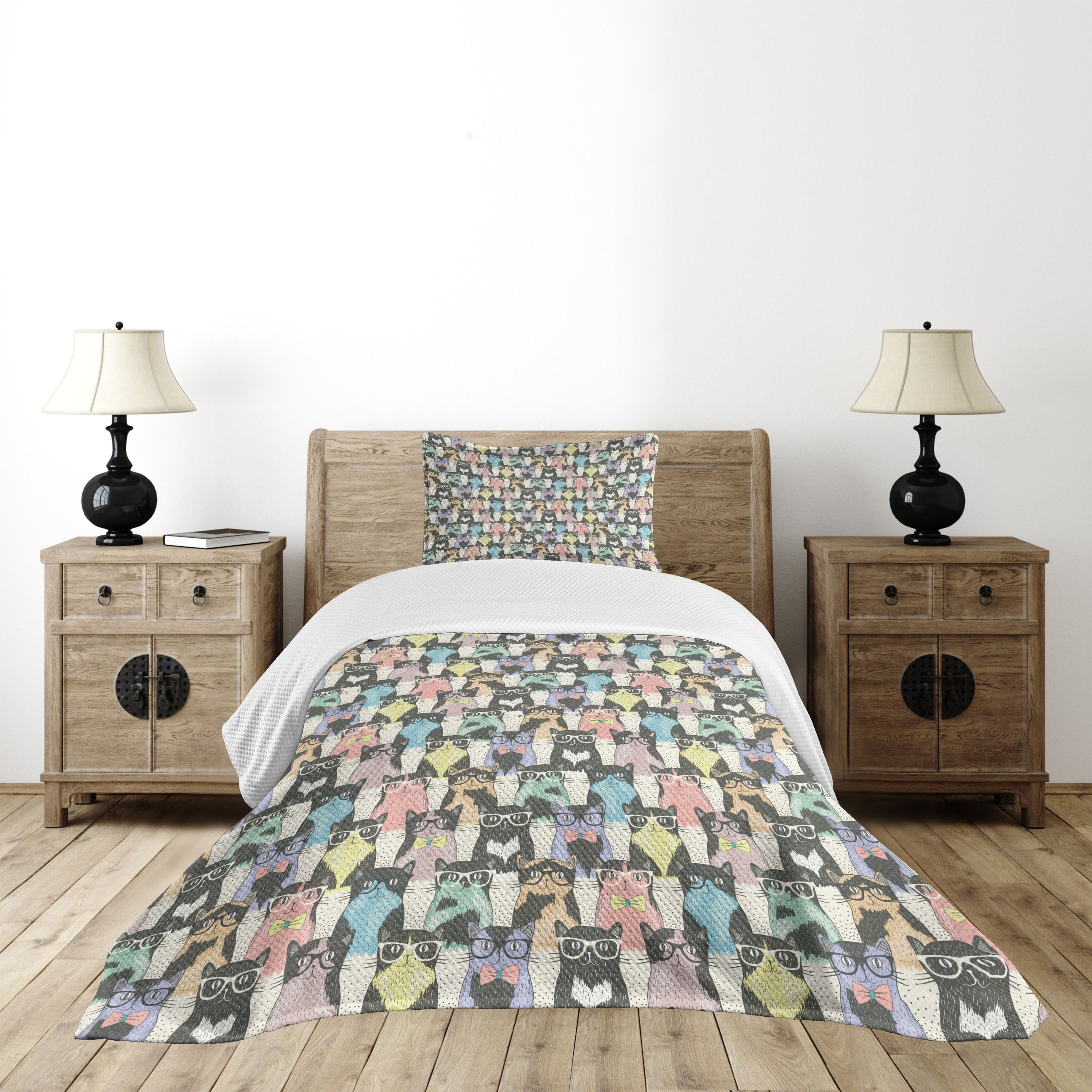 Twin White Quilted Kids Bedspread Set with Pillow Sham