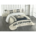 thumbnail image 1 of Ambesonne Cat Quilted Bedspread Set 3 Pcs, Are You Poopin' Retro Funny, Queen Size, Dark Blue Ivory, 1 of 5