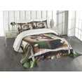 thumbnail image 1 of Ambesonne Cat Quilted Bedspread Set 3 Pcs, Botanical Cozy Concept Bookworm, Queen Size, Green Paprika Beige, 1 of 5