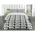 thumbnail image 1 of Ambesonne Cat Quilted Bedspread Set 3 Pcs, Doodle Characters, King Size, Black White, 1 of 5