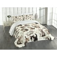 thumbnail image 1 of Ambesonne Cat Quilted Bedspread Set 3 Pcs, Little Kittens Playful Poses, King Size, Off White Taupe and Grey, 1 of 5