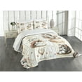 thumbnail image 1 of Ambesonne Cat Quilted Bedspread Set 3 Pcs, Vintage Smiling Blue Eyed Kitty, King Size, Ivory Pale Brown Grey, 1 of 5