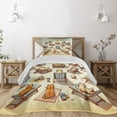 thumbnail image 1 of Ambesonne Cat Quilted Coverlet 2 Pcs, Summer Kittens Sandy Beach Fun, Twin Size, Beige Orange Pale Blue, 1 of 4