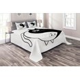 thumbnail image 1 of Ambesonne Cat Quilted Coverlet 3 Pcs, Ying Yang Black White Art, Queen Size, Black White, 1 of 2