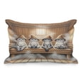 thumbnail image 1 of Ambesonne Cat Quilted Pillowcover, Funny Kittens in Hats at Sauna, 30" x 20", Pastel Brown and Pale Grey, 1 of 2
