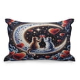 thumbnail image 1 of Ambesonne Cat Quilted Pillowcover, Toasting Kitty Couple Moon Star, 30" x 20", Indigo and Scarlet, 1 of 2