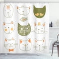 thumbnail image 1 of Ambesonne Cat Shower Curtain, Animals Humor Faces Pattern Art, 69"Wx70"L, Olive Green, 1 of 1