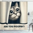 thumbnail image 1 of Ambesonne Cat Shower Curtain, Are You Poopin' Retro Funny, 69"Wx75"L, Dark Blue Ivory, 1 of 1