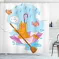 thumbnail image 1 of Ambesonne Cat Shower Curtain, Cartoon Animal Birds, 69"Wx84"L, Multicolor, 1 of 3