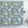 thumbnail image 1 of Ambesonne Cat Shower Curtain, Cartoon Kittens Birds Pattern, 69"Wx70"L, Pale Teal Multicolor, 1 of 4