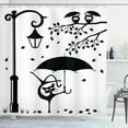 thumbnail image 1 of Ambesonne Cat Shower Curtain, Funny Kitty with Umbrella, 69"Wx75"L, White and Black, 1 of 3