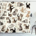 thumbnail image 1 of Ambesonne Cat Shower Curtain, Little Kittens Playful Poses, 69"Wx70"L, Off White Taupe and Grey, 1 of 1