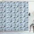 Ambesonne Cat Shower Curtain, Marine Animals on Ship, 69"Wx70"L