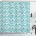 thumbnail image 1 of Ambesonne Cat Shower Curtain, Sketchy Animal Faces Circles, 69"Wx70"L, Pale Sky Blue and Yellow, 1 of 4