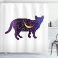 thumbnail image 1 of Ambesonne Cat Shower Curtain, Stars Moon Pattern Animal Art, 69"Wx70"L, Dark Purple Sand Brown, 1 of 4